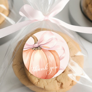 Eleganter rosa Bogen-Kürbis-Dankeschön-Aufkleber Runder Aufkleber