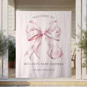 Eleganter rosa Bogen & Perlen Baby Shower Wandtepp Wandteppich