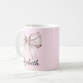 Eleganter rosa Bogen Personalisierter Name Kaffeetasse (Vorderseite Links)