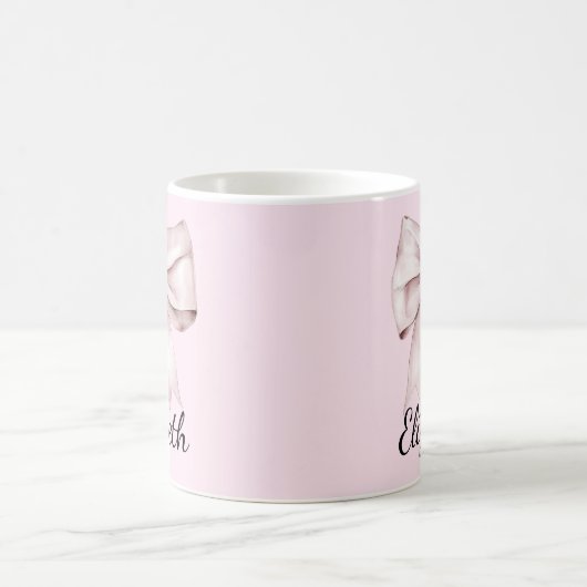 Eleganter rosa Bogen Personalisierter Name Kaffeetasse (Mittel)