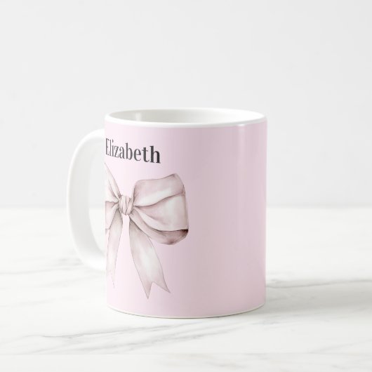 Eleganter rosa Bogen Personalisierter Name Kaffeetasse (Vorderseite Links)