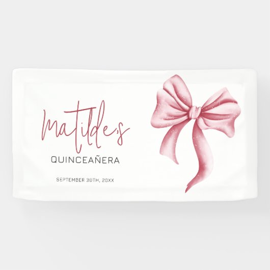 Eleganter rosa Bogen Quinceanera Banner (Horizontal)