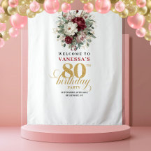 Eleganter Rosa-Bordeaux 80. Geburtstags-Hintergrun