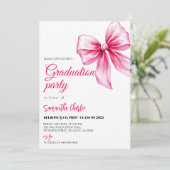 Eleganter rosa Bow-Abschluss Einladung (Stehend Vorderseite)