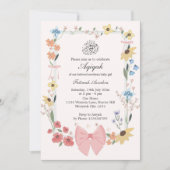 Eleganter rosa Bow & Blume Aqiqah Muslime Einladung (Vorderseite)