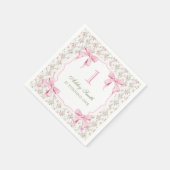 Eleganter rosa Bow Coquette 1. Geburtstag Serviette (Ecke)