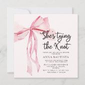 Eleganter rosa Bow, der das Brautparty des Knotens Einladung (Vorderseite)
