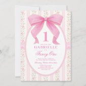 Eleganter rosa Bow Extravagant 1 Liebe Shack 1. Ge Einladung (Vorderseite)