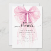 Eleganter Rosa Bow Minimal Bridal Dusche Einladung (Vorderseite)