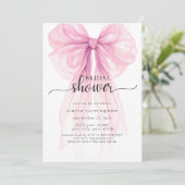 Eleganter Rosa Bow Minimal Bridal Dusche Einladung (Stehend Vorderseite)