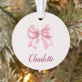 Eleganter rosa Bow & Name | Personalisierte Einric Ornament