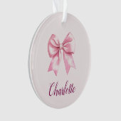 Eleganter rosa Bow & Name | Personalisierte Einric Ornament (Vorderseite)