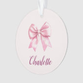 Eleganter rosa Bow & Name | Personalisierte Einric Ornament (Vorderseite)