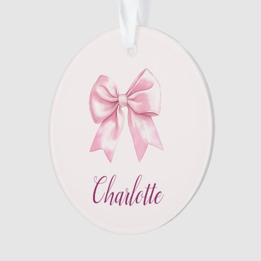 Eleganter rosa Bow & Name | Personalisierte Einric Ornament (Vorderseite)