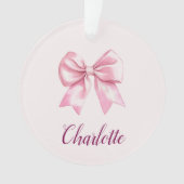 Eleganter rosa Bow & Name | Personalisierte Einric Ornament (Vorderseite)