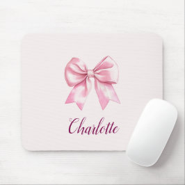 Eleganter rosa Bow & Name | Personalisierte Mauspa Mousepad