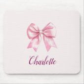 Eleganter rosa Bow & Name | Personalisierte Mauspa Mousepad (Vorne)