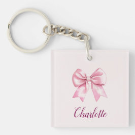 Eleganter rosa Bow & Name | Personalisierter Schlü Schlüsselanhänger