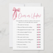 Eleganter rosa Bow Over oder Under Brautparty Game Einladung (Vorderseite)