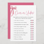Eleganter rosa Bow Over oder Under Brautparty Game Einladung (Vorne/Hinten)
