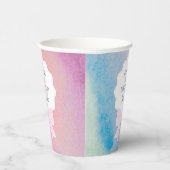 Eleganter rosa Bow Rainbow Wassercolor Erstgeburt Pappbecher (Rechts)