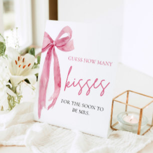 Eleganter Rosa Bow rät wie viele Kisses Spiel Sockelschild