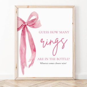 Eleganter Rosa-Bow rät wie viele Rings-Spiel Poster