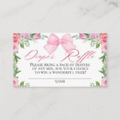 Eleganter rosa Bow & Rose Coquette Diaper Raffle Begleitkarte (Vorderseite)