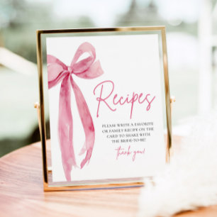 Eleganter rosa Bow Sie bindet die Art der Rezepte Poster