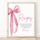 Eleganter rosa Bow Sie bindet die Art der Rezepte Poster