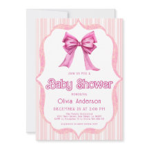 Eleganter rosa Bow Trendy Baby Shower Einladung