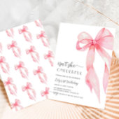 Eleganter rosa Bow Wunderschönes Baby Girl 1. Gebu Einladung