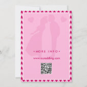 Eleganter Rosa Chevron-Streifen QR-Code Save The Date (Rückseite)