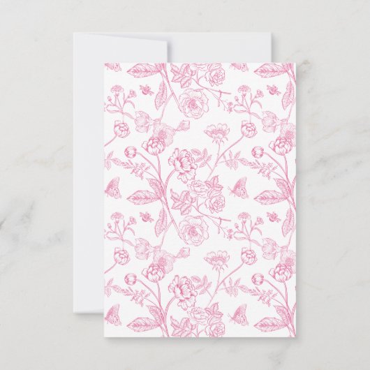 Eleganter rosa Chinoiserie Floral Wedding QR Code RSVP Karte (Rückseite)