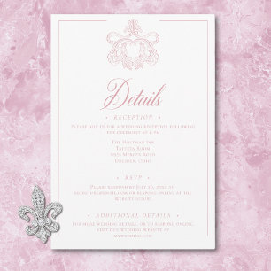 Eleganter rosa Chinoiserie-Vogel-Kamm-Hochzeit Begleitkarte
