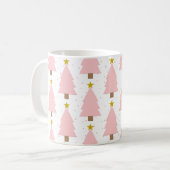 Eleganter Rosa Christbaumwald, Goldene Sterne Kaffeetasse (Vorderseite Links)