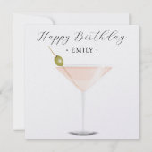 Eleganter rosa Cocktail Geburtstagskarte (Vorderseite)