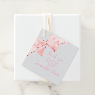 Eleganter rosa Coquette Bow Girl Baby Shower Squar Geschenkanhänger