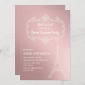 Eleganter rosa Cream Eiffelturm Weißer Sweet 16 Einladung (Vorne/Hinten)