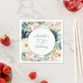 Eleganter Rosa Creme Aquamarin 70. Geburtstag Serviette (Beispiel)