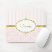 Eleganter rosa Damaske Vintager Goldrahmen und Nam Mousepad (Mit Mouse)
