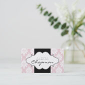 Eleganter rosa Damast-elegante Visitenkarten Visitenkarte (Stehend Vorderseite)