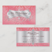 Eleganter rosa Damast-Strudel Visitenkarte (Vorne/Hinten)