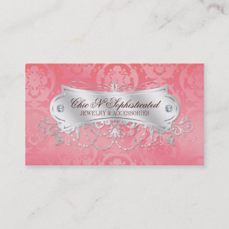 Eleganter Rosa Damastwirbel Visitenkarte