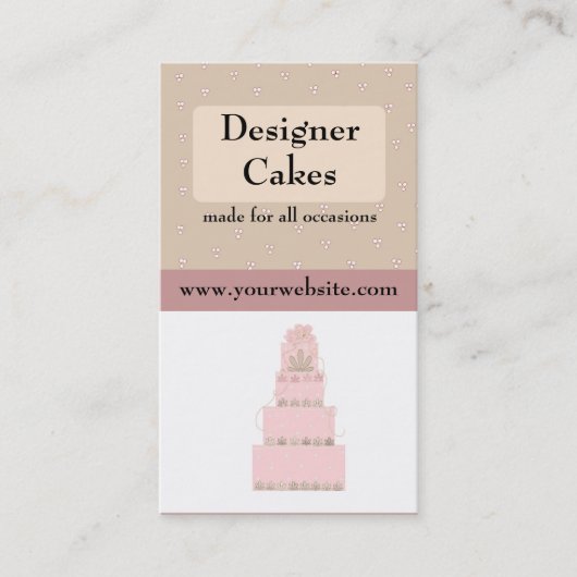Eleganter rosa Designer Cake Visitenkarte (Vorderseite)
