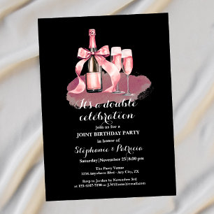Eleganter rosa Doppelfeier Geburtstag Einladung