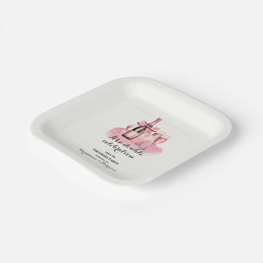 Eleganter rosa Doppelfeier Geburtstag Pappteller (Gewinkelt)