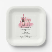 Eleganter rosa Doppelfeier Geburtstag Pappteller (Vorderseite)