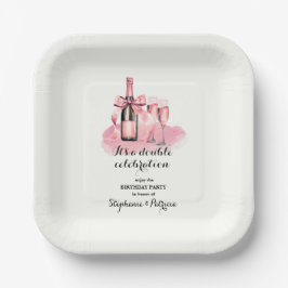 Eleganter rosa Doppelfeier Geburtstag Pappteller