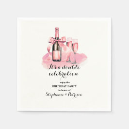 Eleganter rosa Doppelfeier Geburtstag Serviette